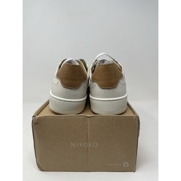 Nisolo Women's 9.5 Bria Go to Court Sneakers White Leather Lace Up Low To - Picture 4 of 9
